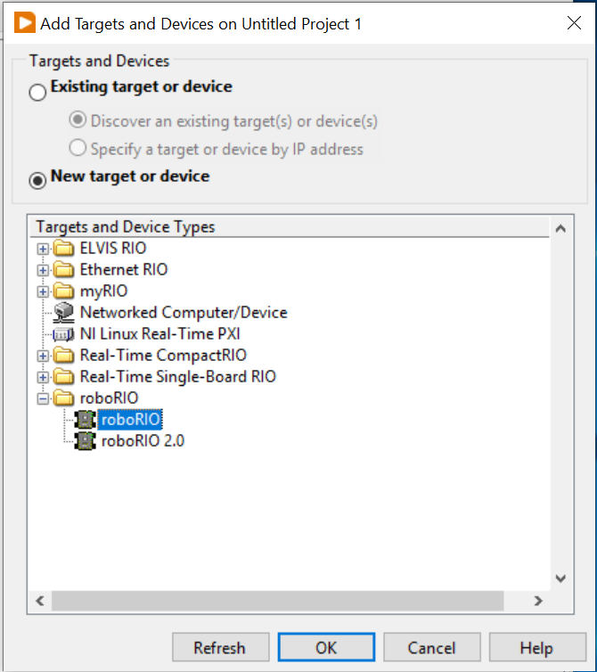 LabVIEW add target