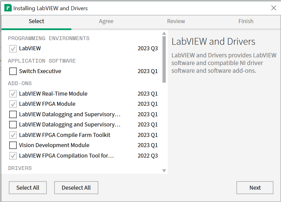 LabVIEW and Drivers details