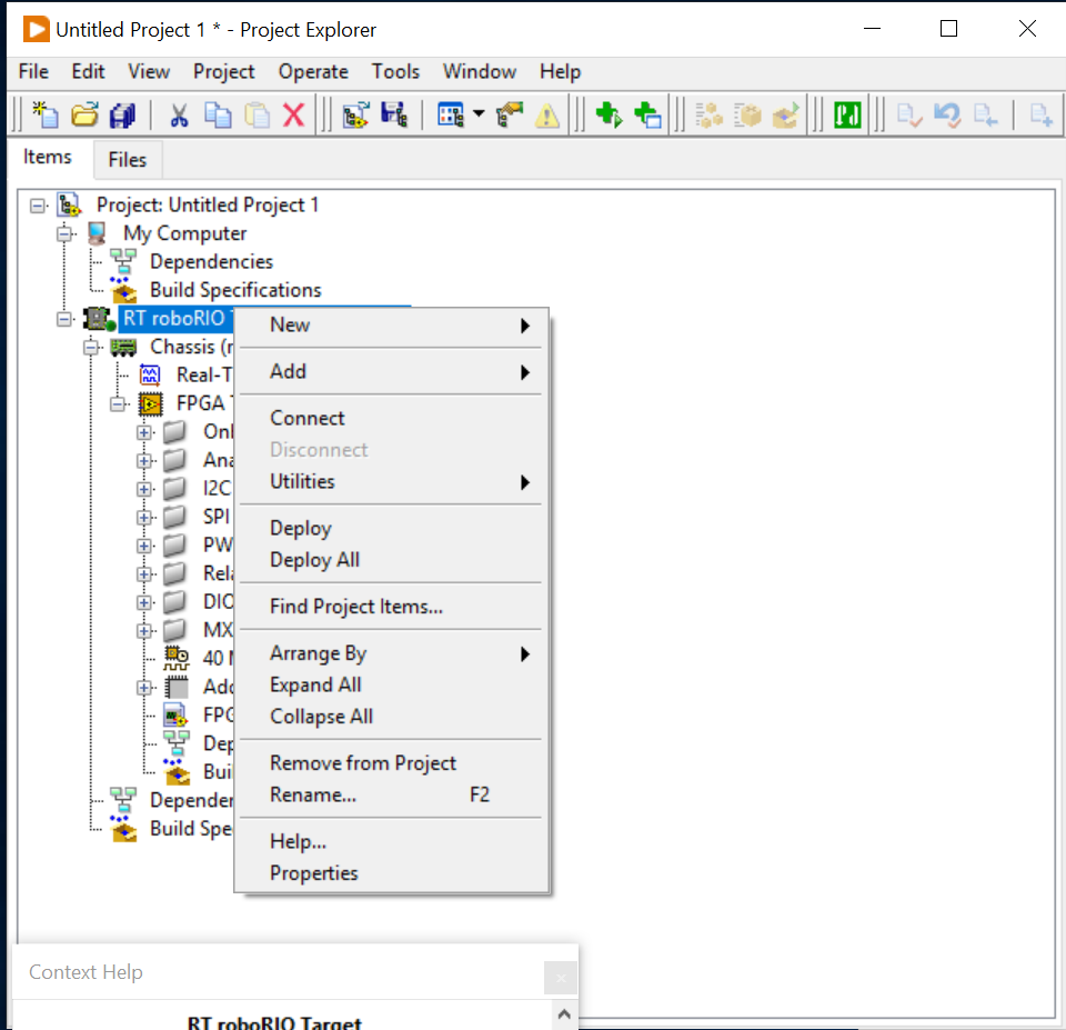 LabVIEW connect to target